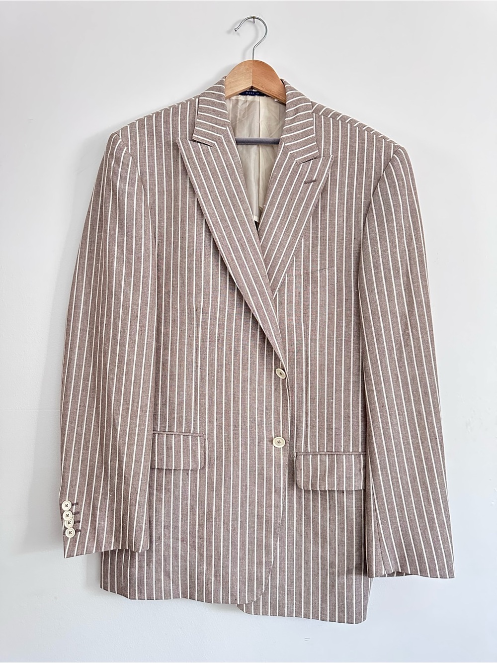 PAL ZILERI Linen & Wool (FRATELLI TALLIA DI DELFINO Fabric) Blazer - Brown,Cream